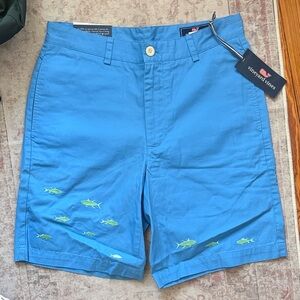 Vineyard Vines Ocean Blue Shorts with Fish Design mens 9 inch 30 waist